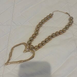 Elegant Gold Beaded Heart Necklace